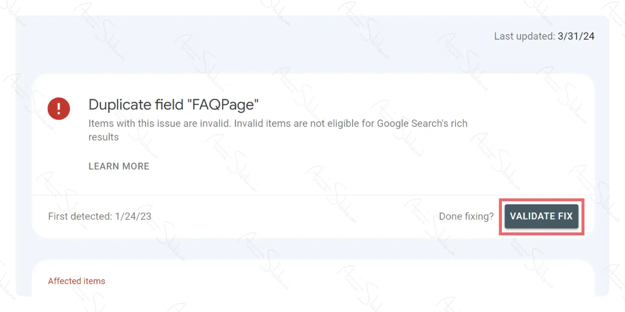 رفع ارور Duplicate field FAQPage در سرچ کنسول گوگل
